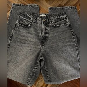 Zara Washed Charcoal Straight-Leg Jeans